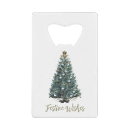 Festive Wishes. Christmas tree design Kredietkaart Flessenopener
