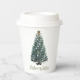 Festive Wishes. Christmas tree design Papieren Bekers