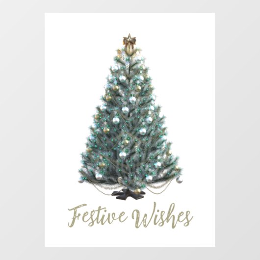 Festive Wishes. Christmas tree design Raamsticker (Vel)