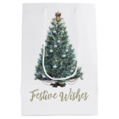 Festive Wishes. Christmas tree Medium Cadeauzakje (Achterkant)