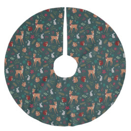 Festive Woodland Friends Dark Green Tree Skirt Kerstboom Rok