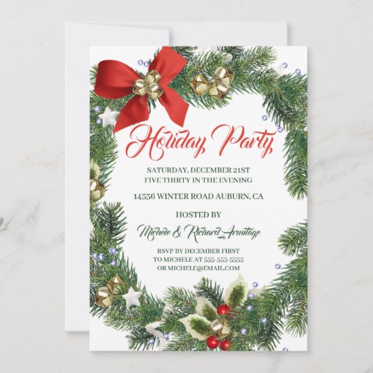 Festive Wreath Fête Invitation (Devant)
