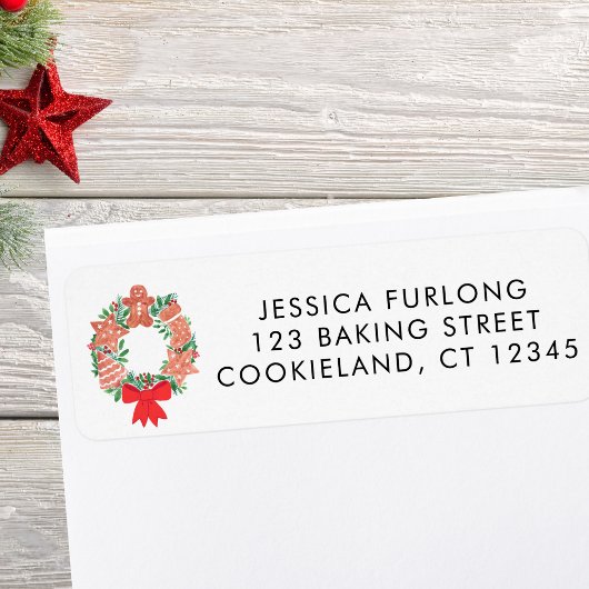 Festive Wreath Return Address  Etiket