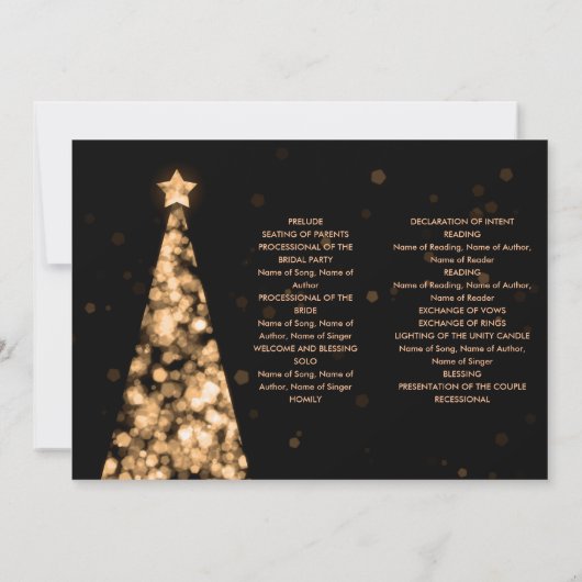 Festive Xmas Tree Gold Wedding Programme (Dos)