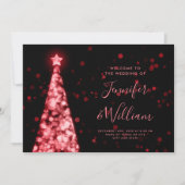 Festive Xmas Tree Red Black Wedding Programme (Devant)