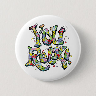 Festive "You Rock!" Lettering Button