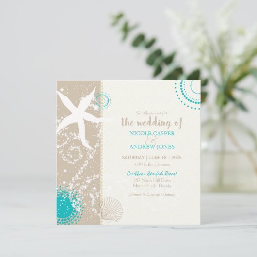 Festively Chic Beach Wedding Invitation (Debout devant)