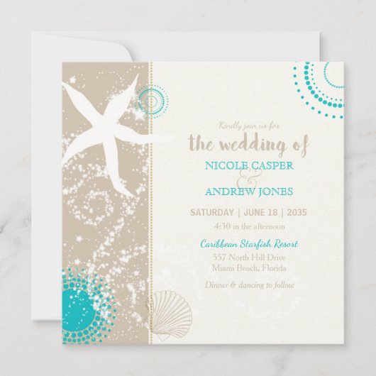Festively Chic Beach Wedding Invitation (Devant)