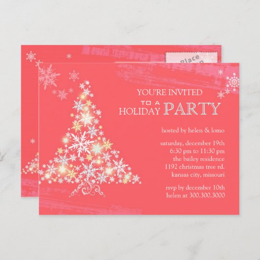 Festivité d'hiver Pink Fête Invitation (Devant / Derrière)