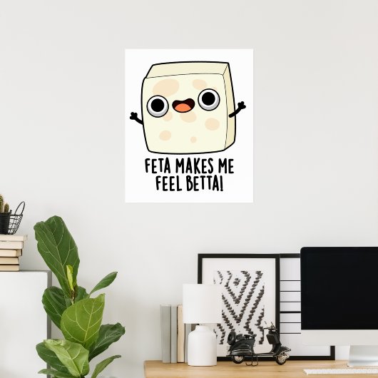 Feta doet me vallen Betta Funny Cheese Pun Poster (Thuiskantoor)