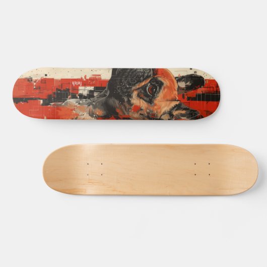 "Fetch" Franse Bulldog 7 3/4" Skateboard Deck (Horizontaal)