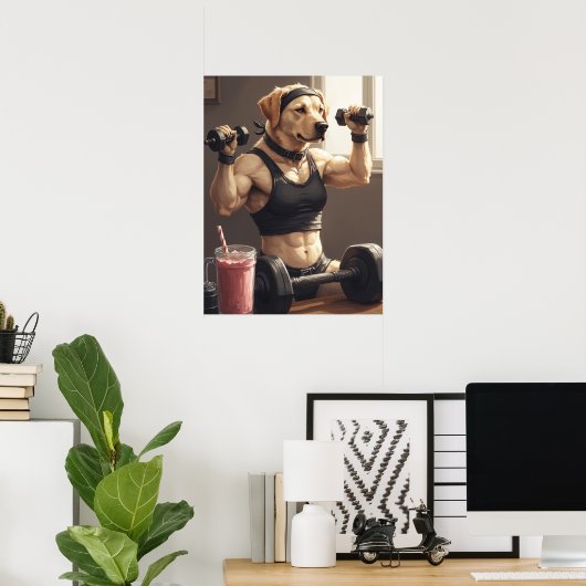 Fetch Gains: Pumped Paws in actie Poster (Thuiskantoor)
