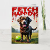Fetch Happens Humorous Dog Spiral notitieboek Folie Wenskaart (Voorkant)