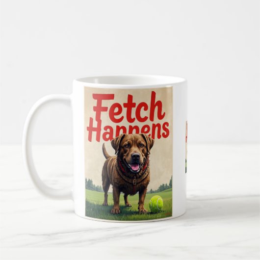 Fetch Happens Mug de tasse de café pour chien humo (Gauche)