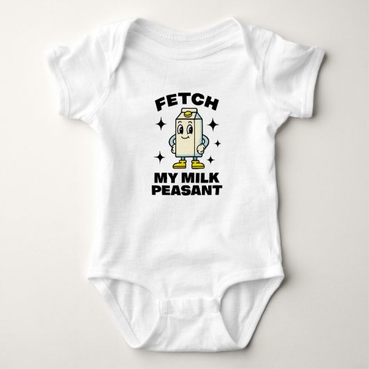 Fetch My Milk Peasant- Baby Grow Romper (Voorkant)