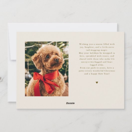 Fetching Christmas Cheer Cream Dog Photo Feestdagenkaart (Achterkant)