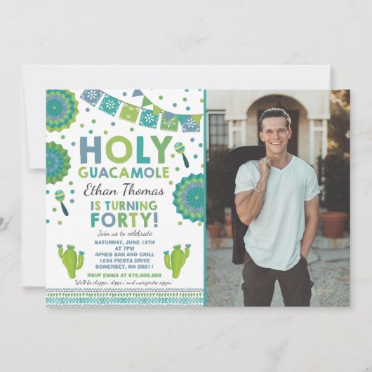 Fête 40e anniversaire Invitation Saint Guacamole 4 (Devant)