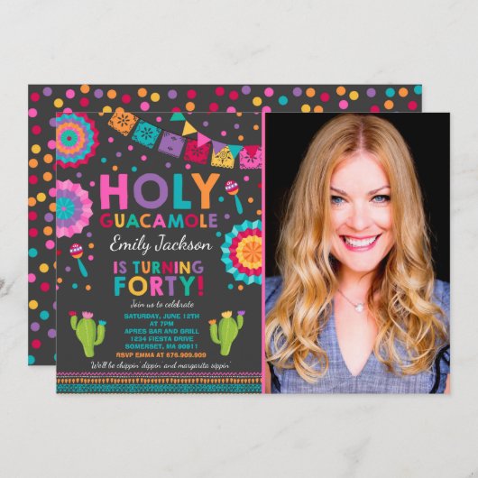 Fête 40e anniversaire Invitation Saint Guacamole 4 (Devant / Derrière)
