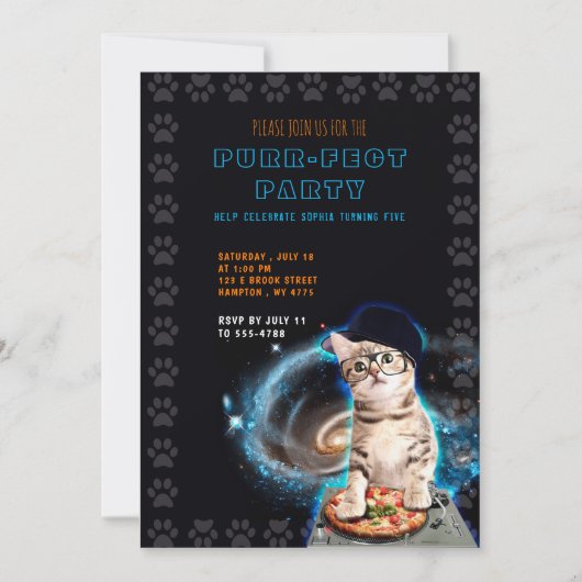 Fête à la pur ! Invitation Dj Cat (Devant)