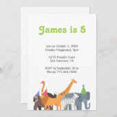 Fête Animale Anniversaire Invitation de fête (Devant / Derrière)