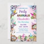 Fête Animaux Fille Invitation Anniversaire (Devant)