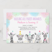 Fête Animaux Fille Safari Invitation Anniversaire (Devant)