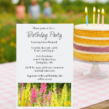 Fête Anniversaire Fleur rose jaune Invitation