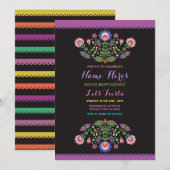 Fête Anniversaire Floral Invitation mexicaine (Devant / Derrière)