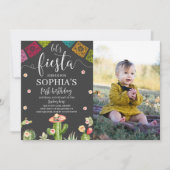 Fête Anniversaire Photo Invitation Noir (Devant)