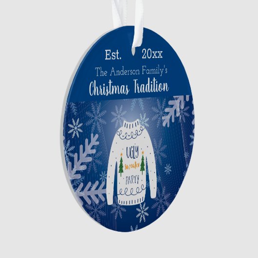 Fête annuelle de la famille bleue Noël laide pull (devant)