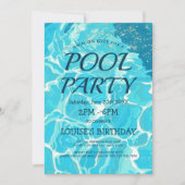 Fête au bord de la piscine I Invitation Eau Bleue  (Devant)