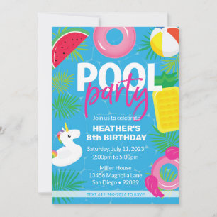 Fête au bord de la piscine    Invitation d'anniver