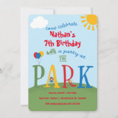 Fête au parc Invitation d'anniversaire (Devant)
