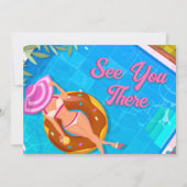 Fête au Piscine - Fille avec Invitation Photo (Dos)