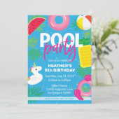 Fête au Piscine  | Invitation d'anniversaire pour  (Debout devant)