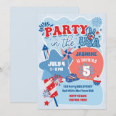 Fête aux Etats-Unis 4 juillet Invitation d'anniver (Devant / Derrière)