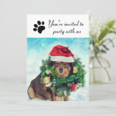 Fête avec nous Chien - Invitation de fête de vacan (Debout devant)