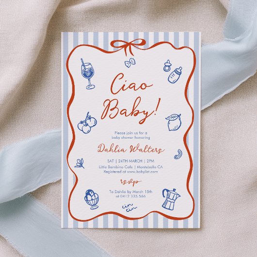 Fête Bébé Italien Invitation Fille Garçon