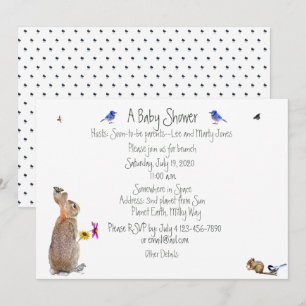 Fête bébé lapin fantaisiste : invitations