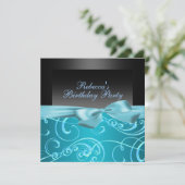 Fête Bleu Fils Anniversaire Invitation (Debout devant)