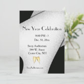 Fête Champagne Verre Nouvel An Invitation (Debout devant)