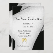 Fête Champagne Verre Nouvel An Invitation (Devant / Derrière)