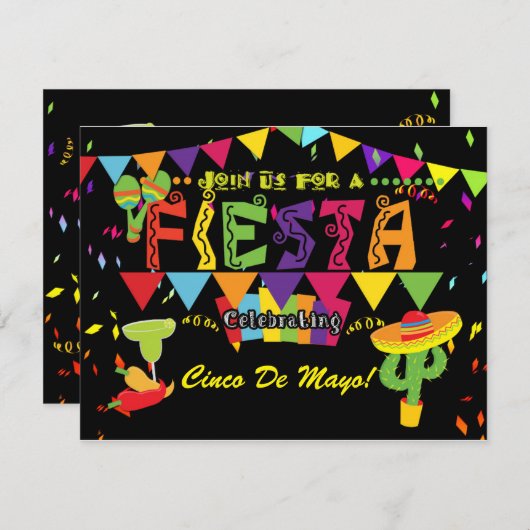 Fête Cinco De Mayo Invitation (Devant / Derrière)