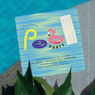 Fête Colorée au Piscine Cartes d'anniversaire av