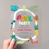 Fête Colorée au Piscine | Invitation d'anniversair (In situ (ordinateur de poche))