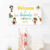 Fête colorée Bannière d'accueil fête d'anniversair (En situation)