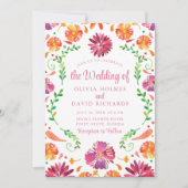 Fête Colorée Mexicana Mariage Floral Invitation (Devant)