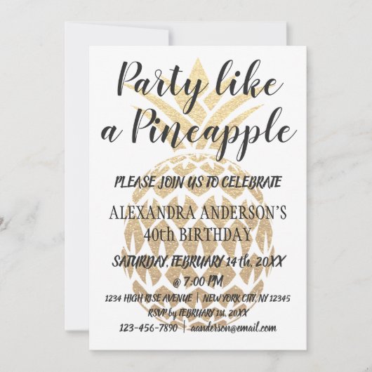 Fête comme un ananas 40e anniversaire Invitation (Devant)