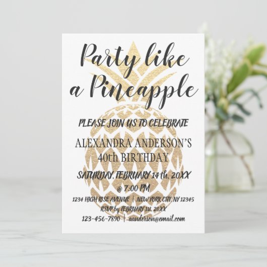 Fête comme un ananas 40e anniversaire Invitation (Debout devant)
