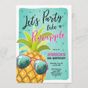 Fête comme un ananas invitation anniversaire Tropi